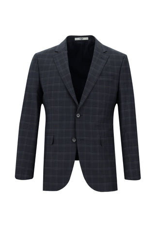 Açık Lacivert 7 Drop Slim Fit Dar Kesim Ekose Takım Elbise