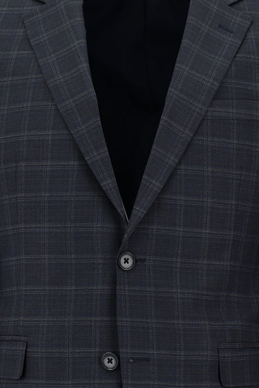 Açık Lacivert Slim Fit Dar Kesim Ekose Takım Elbise