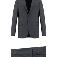 Koyu Füme Slim Fit Dar Kesim Klasik Ekose Takım Elbise