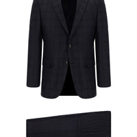 Koyu Antrasit 7 Drop Slim Fit Dar Kesim Ekose Takım Elbise