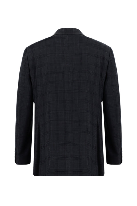 Koyu Antrasit 7 Drop Slim Fit Dar Kesim Ekose Takım Elbise