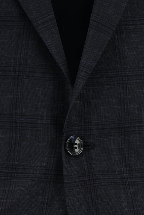 Koyu Antrasit 7 Drop Slim Fit Dar Kesim Ekose Takım Elbise