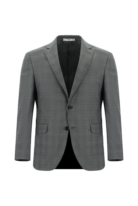 Koyu Füme 7 Drop Slim Fit Dar Kesim Ekose Takım Elbise