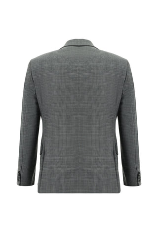 Koyu Füme 7 Drop Slim Fit Dar Kesim Ekose Takım Elbise