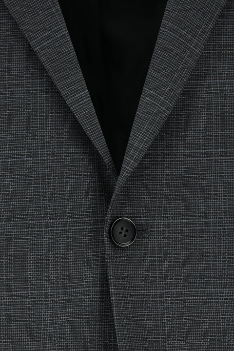 Koyu Antrasit 7 Drop Slim Fit Dar Kesim Ekose Takım Elbise