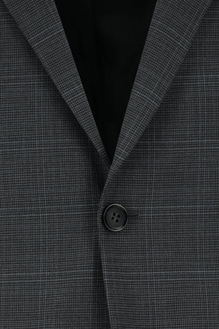 Koyu Antrasit 7 Drop Slim Fit Dar Kesim Ekose Takım Elbise