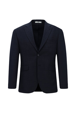 Koyu Lacivert 4 Drop Relaxed Fit Rahat Kesim Ekose Beli Lastikli Takım Elbise