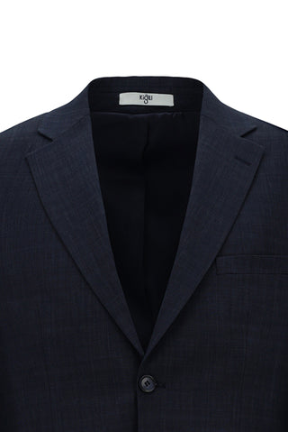 Koyu Lacivert 4 Drop Relaxed Fit Rahat Kesim Ekose Beli Lastikli Takım Elbise
