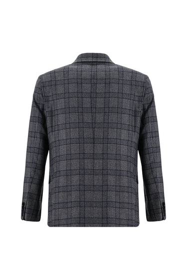 Orta Füme Regular Fit Kombinli Ekose Takım Elbise