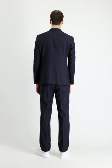 Koyu Lacivert Slim Fit Dar Kesim Yünlü Klasik Takım Elbise