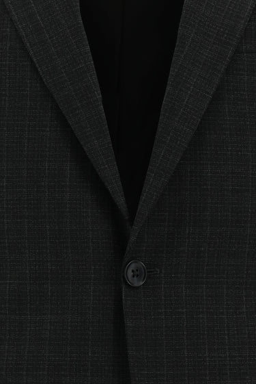 Orta Antrasit Muscle Fit Yünlü Klasik Ekose Takım Elbise
