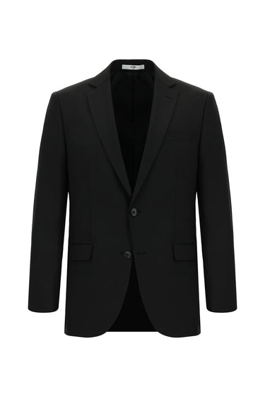 Siyah Regular Fit Yünlü Klasik Ekose Takım Elbise