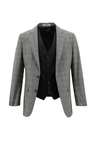 Açık Füme Regular Fit Yünlü Kombinli Yelekli Takım Elbise