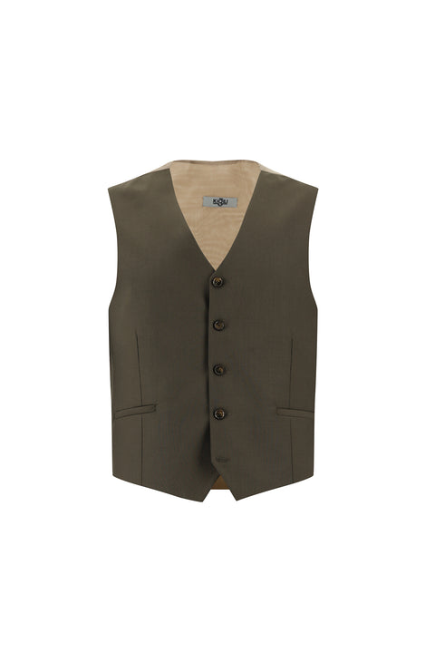 Koyu Vizon 6 Drop Regular Fit Standart Kesim Kombinli Yelekli Ekose Takım Elbise