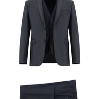 Koyu Füme 7 Drop Super Slim Fit Eksra Dar Kesim Kombinli Yelekli Takım Elbise
