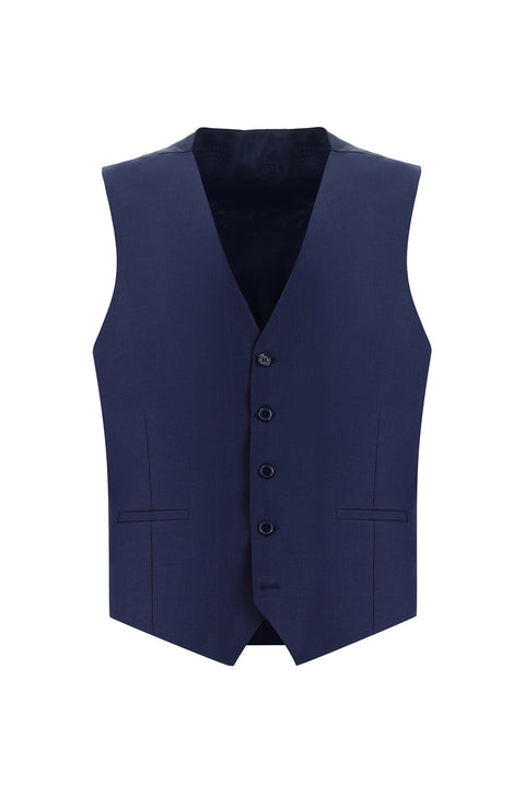 Mid Navy 7 Drop Super Slim Fit Extra Narrow Cut Suit with Vest
