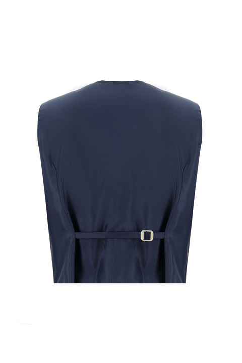 Mid Navy 7 Drop Super Slim Fit Extra Narrow Cut Suit with Vest