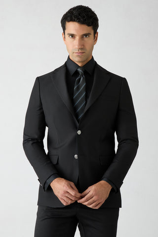 Siyah 6 Drop Regular Fit Standart Kesim Mono Yaka Blazer Ceket