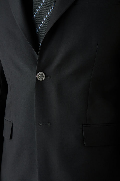 Black 6 Drop Regular Fit Notch Lapel Plain Blazer Jacket