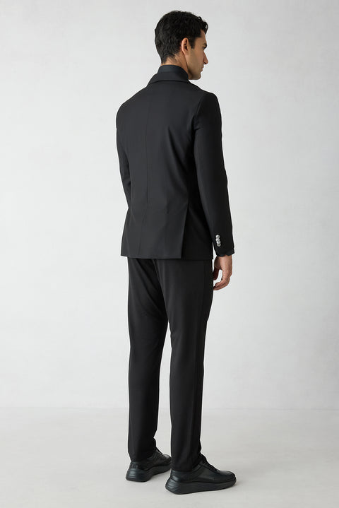 Black 6 Drop Regular Fit Notch Lapel Plain Blazer Jacket