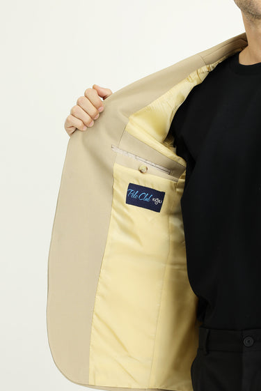 Açık Bej Slim Fit Dar Kesim Klasik Ceket