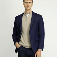 Koyu Lacivert 7 Drop Super Slim Fit Eksra Dar Kesim Desenli Blazer Ceket