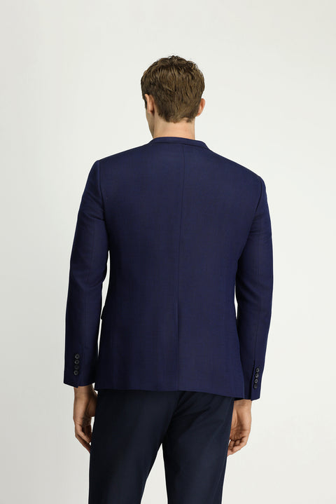 Koyu Lacivert 7 Drop Super Slim Fit Eksra Dar Kesim Desenli Blazer Ceket