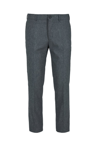 Orta Füme 7 Drop Slim Fit Dar Kesim Keten Karışımlı Klasik Kumaş Pantolon