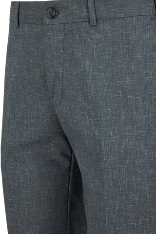 Orta Füme 7 Drop Slim Fit Dar Kesim Keten Karışımlı Klasik Kumaş Pantolon