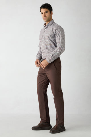 Orta Kahve Regular Fit Standart Kesim Yandan Cep Kanvas / Chino Pantolon