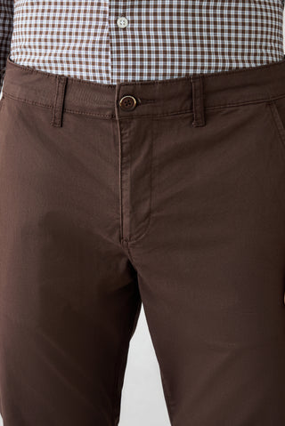Orta Kahve Slim Fit Dar Kesim Yandan Cep Kanvas / Chino Pantolon