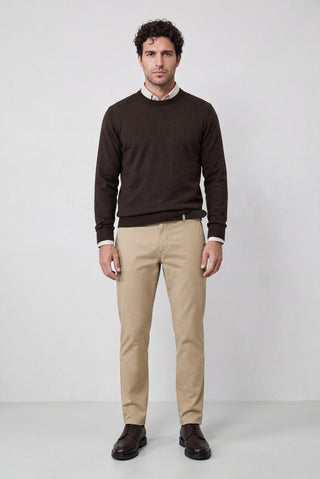 Orta Bej Relaxed Fit Rahat Kesim Yandan Cep Kanvas / Chino Pantolon