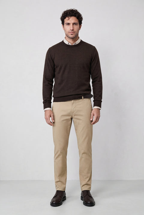 Orta Bej Relaxed Fit Rahat Kesim Yandan Cep Kanvas / Chino Pantolon