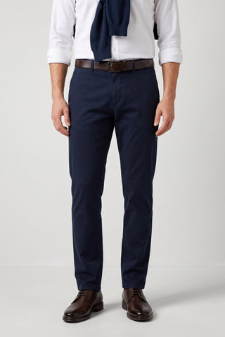 Orta Lacivert Slim Fit Dar Kesim Yan Cepli Kanvas / Chino Pantolon