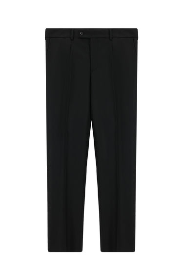 Siyah Relaxed Fit Rahat Kesim Yünlü Pileli Flanel Klasik Kumaş Pantolon