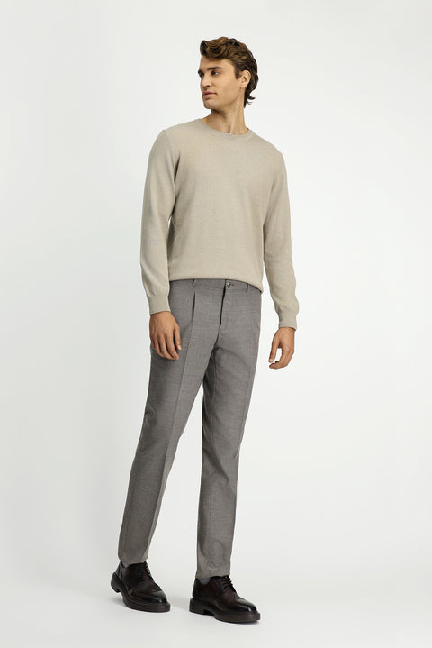 Orta Vizon 7 Drop Slim Fit Dar Kesim Likralı Pileli Klasik Kumaş Pantolon