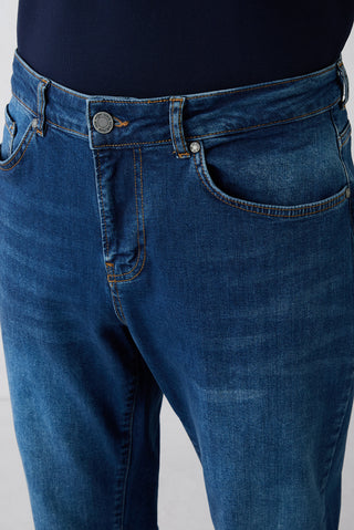 Koyu Mavi Relaxed Fit Rahat Kesim 5 Cep Pamuklu Denim Pantolon