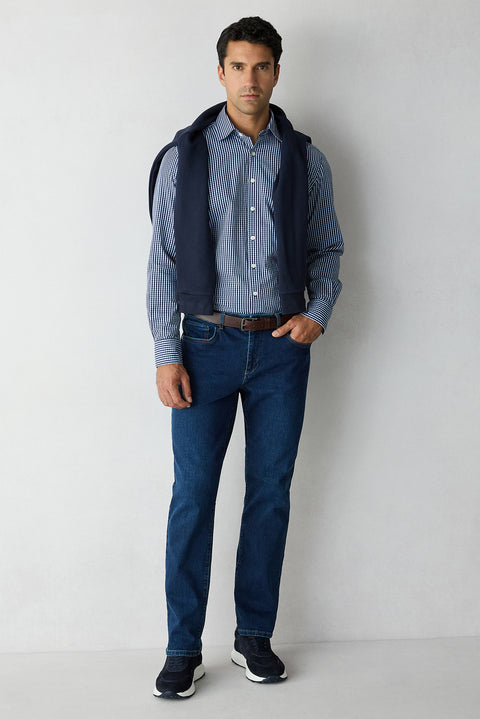 Indigo Slim Fit Skinny Cotton 5 Pocket Denim Pants