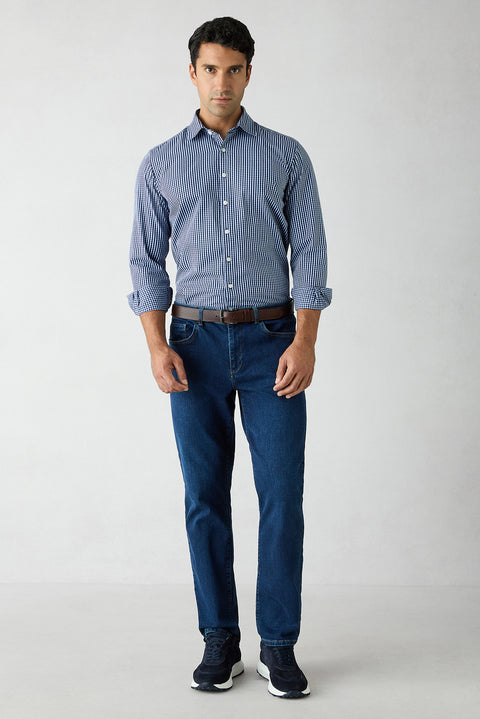 Indigo Slim Fit Skinny Cotton 5 Pocket Denim Pants