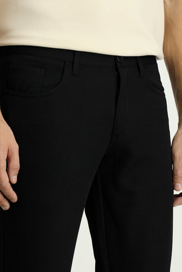 Siyah Regular Fit Kanvas / Chino Pantolon