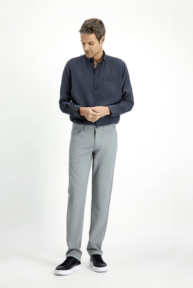 Orta Gri Slim Fit Dar Kesim Kanvas / Chino Pantolon