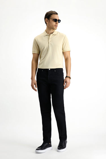 Siyah Regular Fit Likralı Denim Pantolon