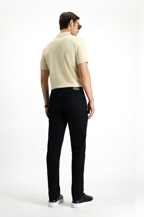 Siyah Regular Fit Standart Kesim Likralı Denim Pantolon