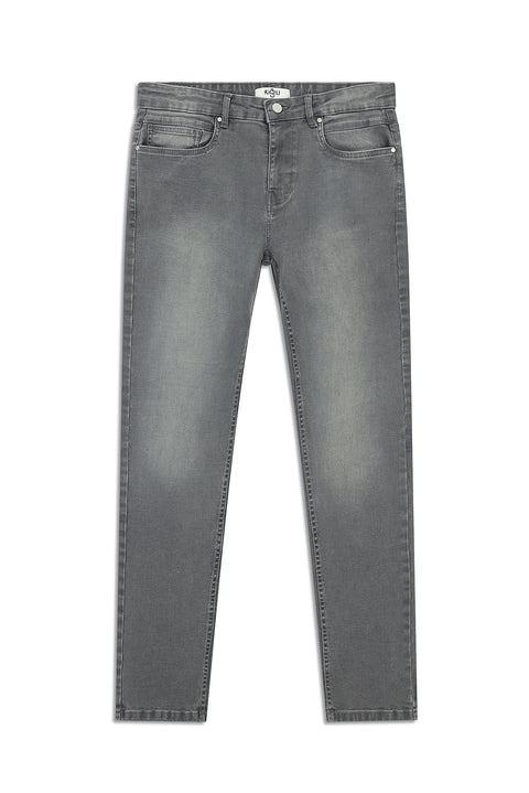 Orta Gri Slim Fit Dar Kesim Likralı Denim Pantolon