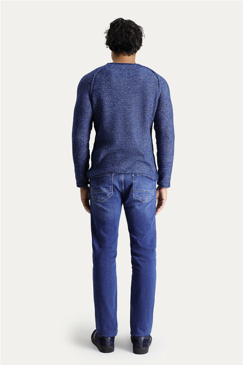 Orta Lacivert Super Slim Fit Eksra Dar Kesim Likralı Denim Pantolon