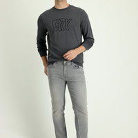Açık Gri Super Slim Fit Ekstra Dar Kesim Likralı Denim Pantolon