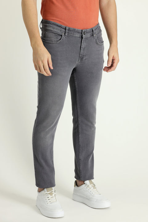 Orta Gri Super Slim Fit Eksra Dar Kesim Likralı Denim Pantolon