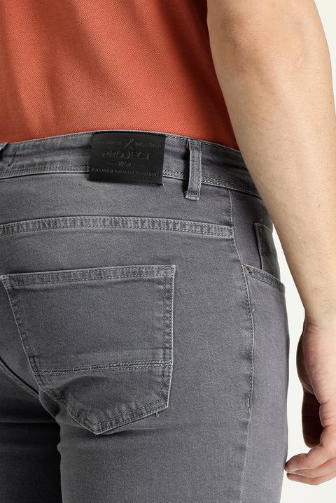 Orta Gri Super Slim Fit Eksra Dar Kesim Likralı Denim Pantolon