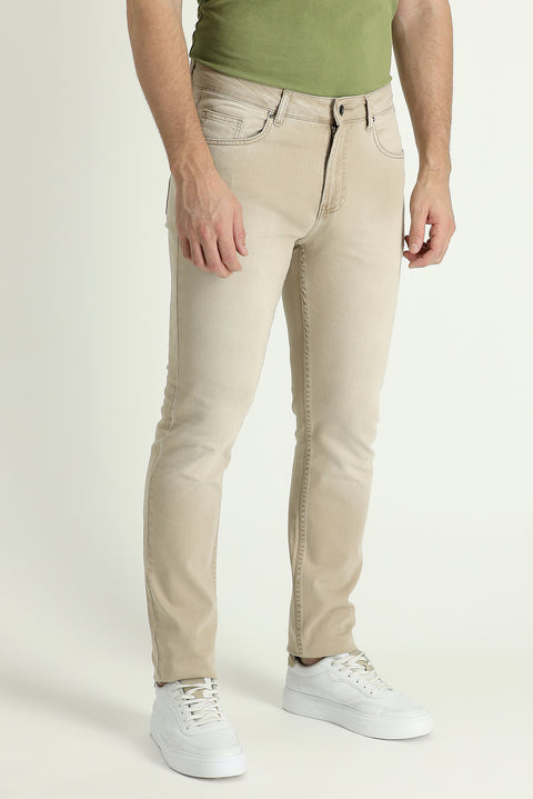Orta Bej Super Slim Fit Eksra Dar Kesim Likralı Denim Pantolon