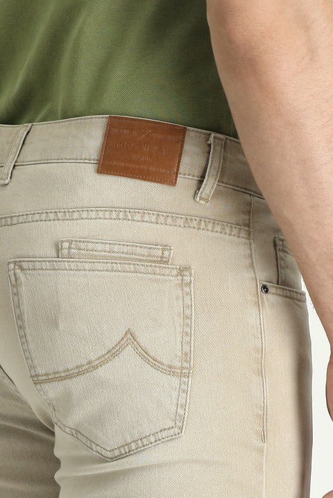 Orta Bej Super Slim Fit Eksra Dar Kesim Likralı Denim Pantolon